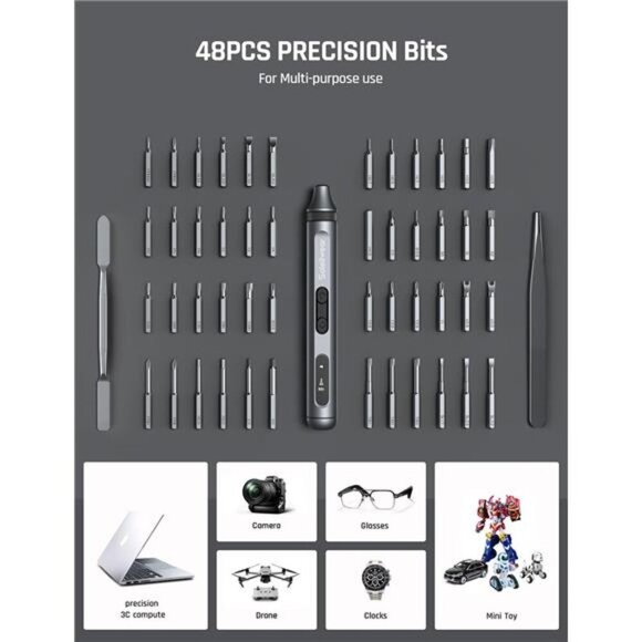 Mini Electric Screwdriver,52 in 1 Electric Screwdriver Kit with 48 Magnetic Bits - Picture 5 of 7